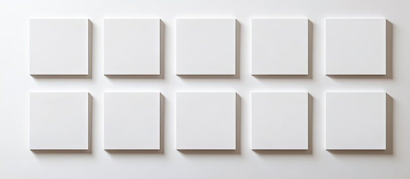 Twelve blank photo spaces arranged in a neat grid on a clean white background ideal for creative designs and custom photo additions