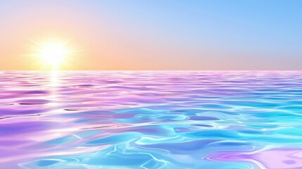 Obraz premium Serene ocean waves at sunset with vibrant hues.