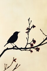 Silhouette Bird and Blossoms - Springtime Beauty