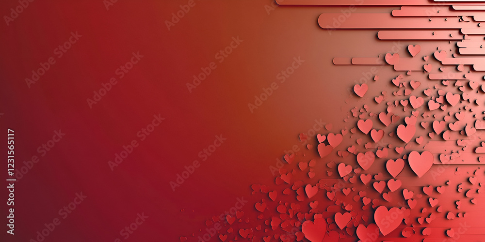 Sticker Red Heart Cascade: A romantic and visually striking image featuring a cascade of red hearts against a warm, gradient background. Perfect for Valentine's Day, love-themed projects.