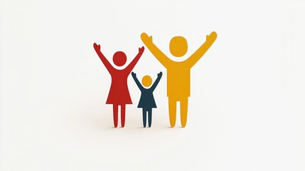 Three figures with arms raised, isolated on a white background, for possible graphics