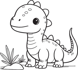 Naklejka premium dinosaur cartoon line art