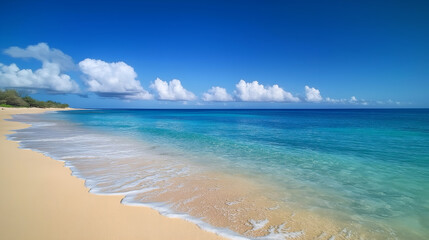 Fototapeta premium Ocean Bliss A Stunning Tropical Beach with Calm Azure Waters