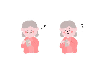 Senior woman touching a smartphone
