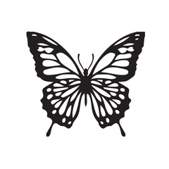 Butterfly silhouette icon. Butterfly single black silhouette icon isolated on white background. Vector illustration eps 10