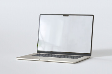 Laptop with blank screen isolated with white for mockup design