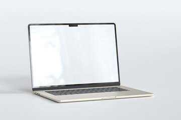 Laptop with blank screen isolated with white for mockup design