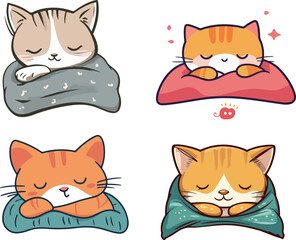 Cozy Cats in Blankets