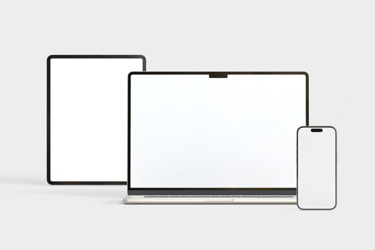 Blank multi device isolate on white screen for mockup design