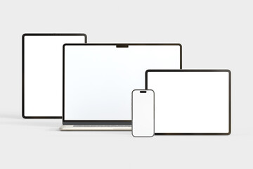 Blank multi device isolate on white screen for mockup design