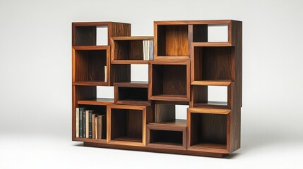 Elegant and tidy wooden furniture against a white background