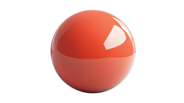 Glossy red sphere rotating on transparent background