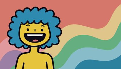 Cheerful Character with Colorful Background