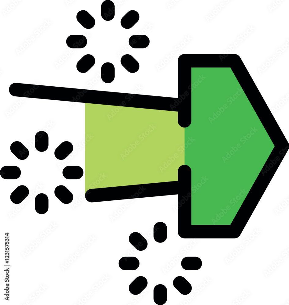 Poster gradient green arrow with loading icons representing sending progress