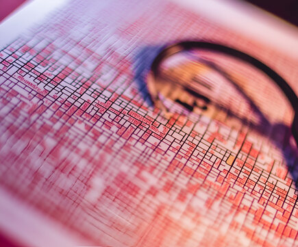 Microchip Detail:Close-up view of a microchip's intricate circuitry, highlighting the complex network of pathways and components.