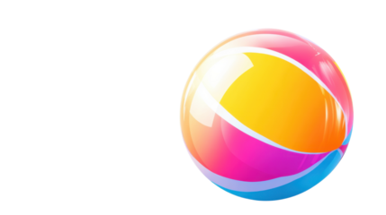 Colorful beach ball rotating on transparent background