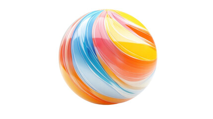 Colorful swirling sphere rotating on transparent background