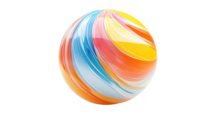 Colorful swirling sphere rotating on transparent background