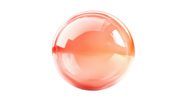 Big red shiny sphere floating on transparent background