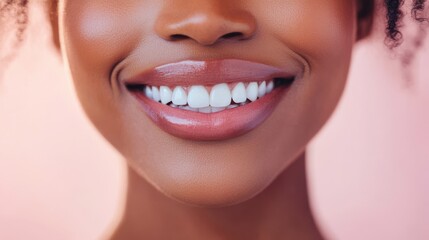 Obraz premium Close-Up of Smiling Woman with Perfect White Teeth