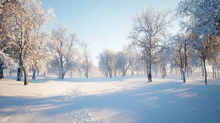 Obraz premium Panorama of a Beautiful Winter Park in 16K Resolution