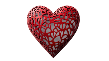 Red 3d heart showing love and affection on transparent background