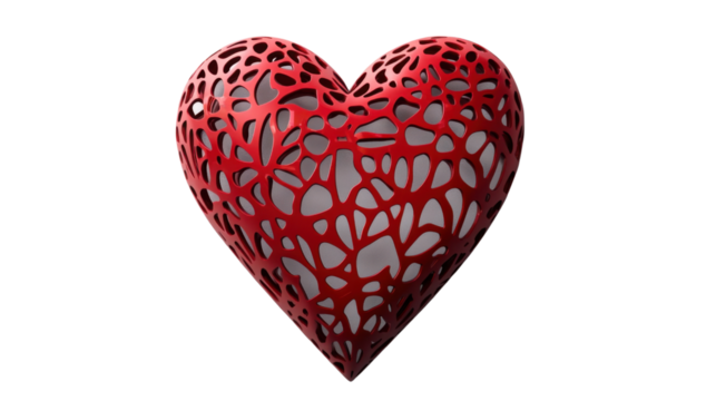 Red 3d heart showing love and affection on transparent background