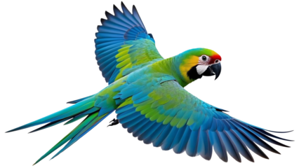 Blue and yellow macaw parrot isolated in a colorful tropical illustration