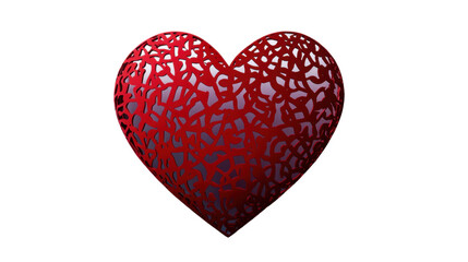 Red filigree heart showing love and romance on transparent background