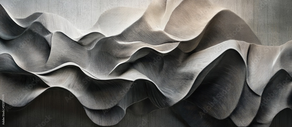 Aufkleber abstract textured wallpaper featuring flowing gray waves in soft gradients creates a captivating des