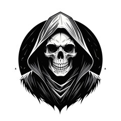 Obraz premium Illustration of a Hooded Skull with a Scary Appearance