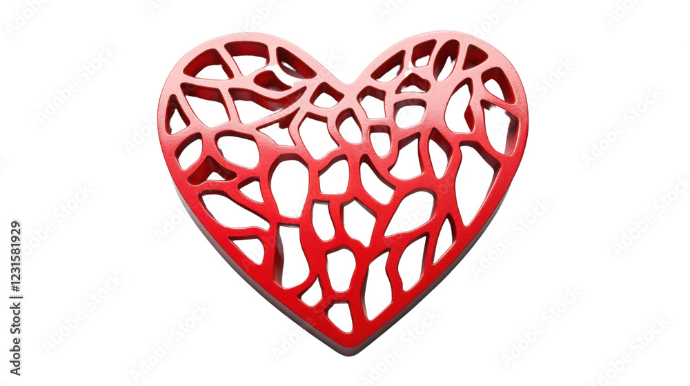 Fototapete red heart with abstract pattern representing love and connection on transparent background