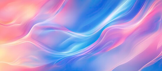 Obraz premium Pastel abstract background with flowing soft blue and pink hues resembling a dreamy cloudscape creating a serene wallpaper effect.