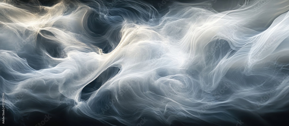 Leinwandbilder Abstract background showcasing ethereal white waves against a dark backdrop creating a serene sense of movement and tranquility ideal for diverse applications