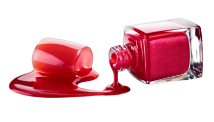  Nail Polish Dripping from Bottle on White Background