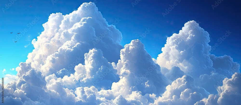 Aufkleber fluffy white clouds against a bright blue sky create a serene atmosphere, showcasing varying cloud f