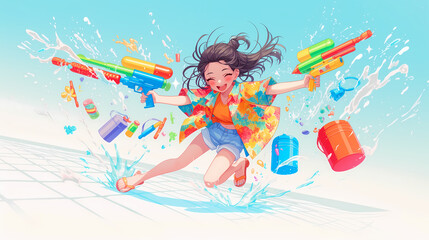 Songkran Splash: Joyful Water Gun Fun