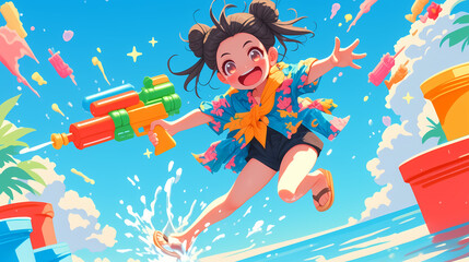 Songkran Splash: Joyful Water Gun Fun
