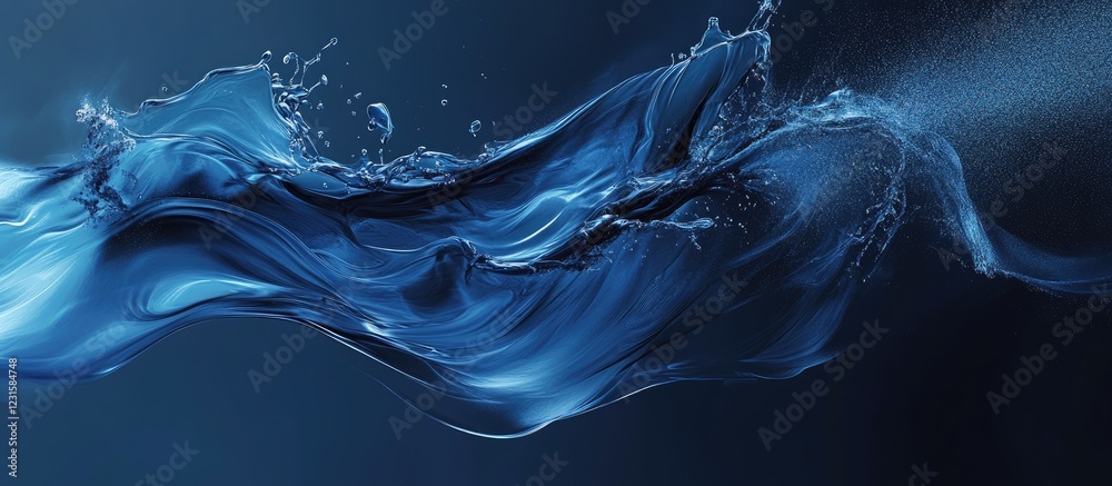 Leinwandbilder dynamic abstract blue water splash on dark background showcasing fluid movement and captivating desi