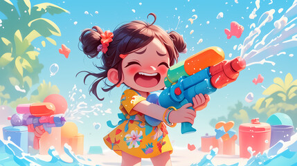 Songkran Splash: Joyful Water Gun Fun