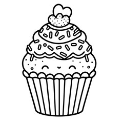 illustration of a cupcake for coloring books