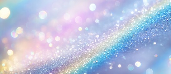 Sparkling silver and electric blue gradients intertwine with soft pastel hues, creating a dreamy background with ample copy space for designs.