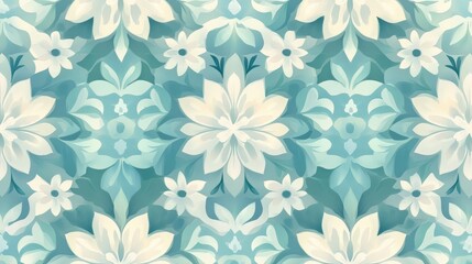 Fototapeta premium Intricate blue and white floral pattern on a delicate background for design elegant