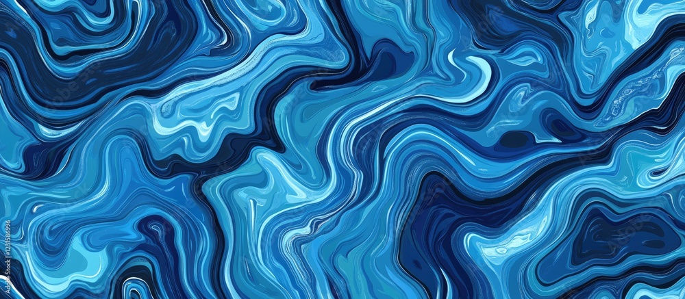 Leinwandbilder Abstract blue wavy background featuring fluid shapes in various shades of blue with a smooth gradient ideal for creative design projects.