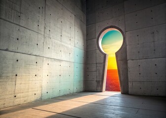 Abstract Concrete Keyhole Wall Art - Striking Colors
