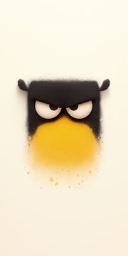 Grumpy Cartoon Owl Face with a Minimalist and Playful Design for Mobile Wallpaper