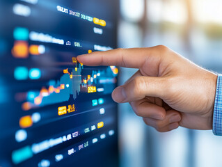 Businessman using digital tactile screen with charts