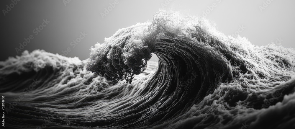 Aufkleber majestic swirling black and white 3d ocean waves create a striking abstract motion with intricate te