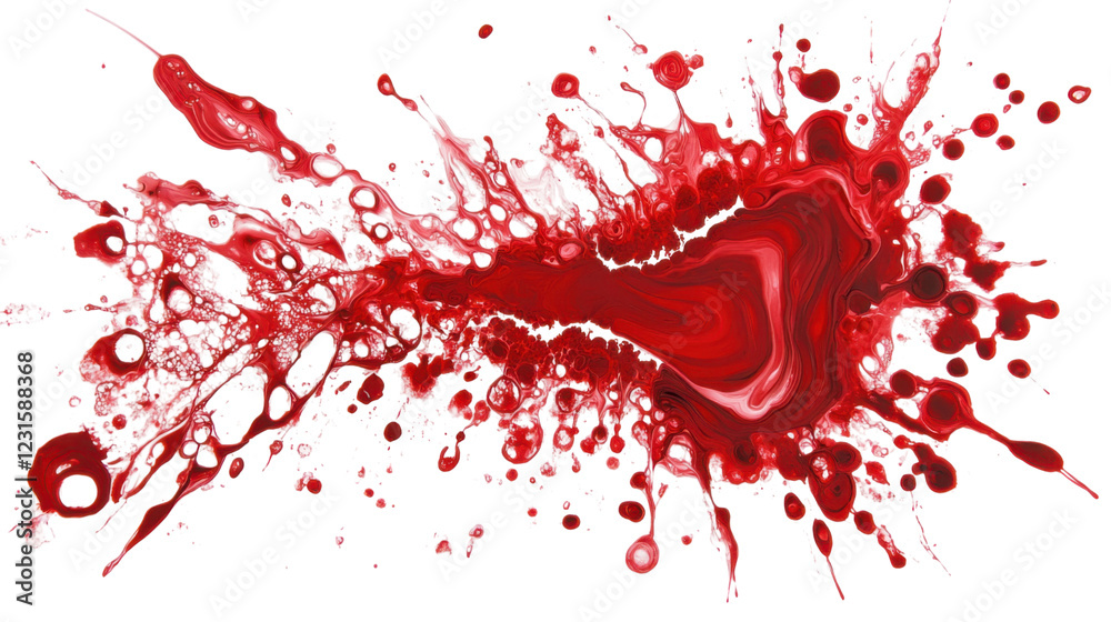 Poster red paint splashing with transparent background creating dynamic visual effect