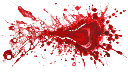 Red paint splashing with transparent background creating dynamic visual effect